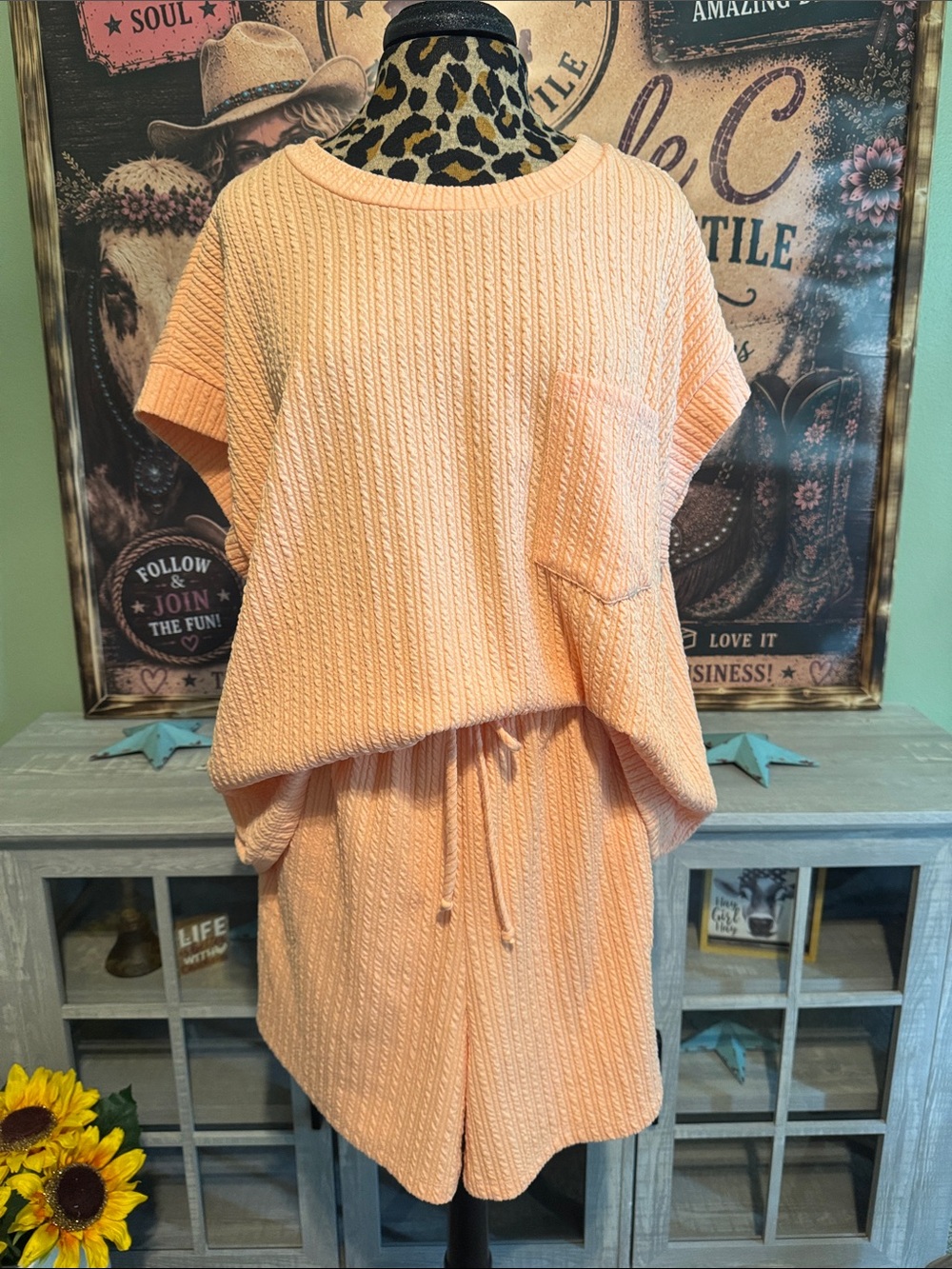 Discount Divas Womens Ribbed Top/Shorts in Peach  Sz XL - Picture 3 of 11